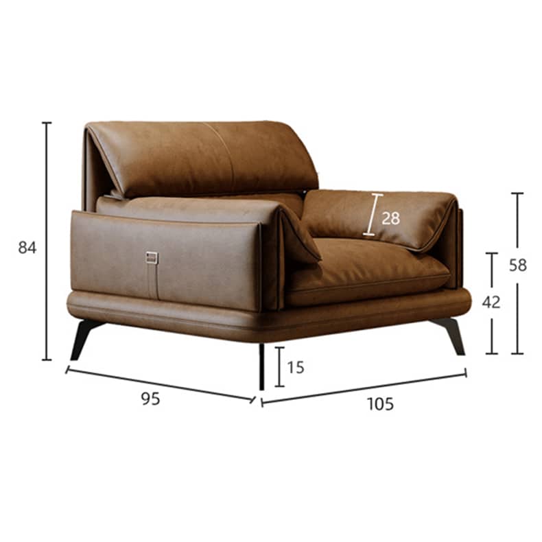 Luxurious Brown Sofa with Pine Wood Frame and Faux Leather Accents hzh-1354