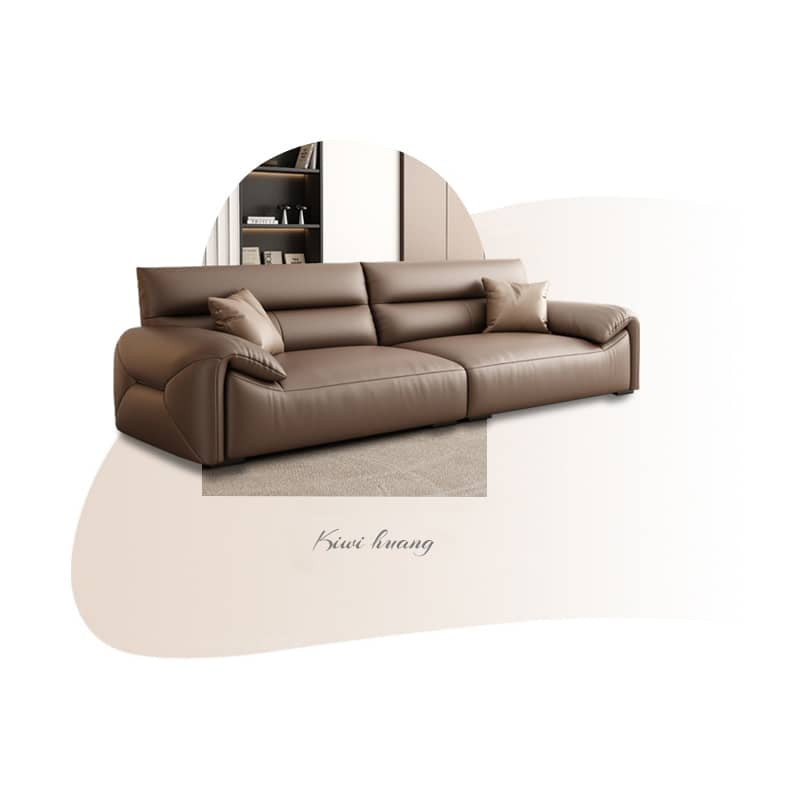 Luxurious Dark Brown Faux Leather Sofa with Sturdy Pine Wood Frame and Soft Cotton Finish hzh-1355