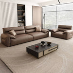 Luxurious Dark Brown Faux Leather Sofa with Sturdy Pine Wood Frame and Soft Cotton Finish hzh-1355