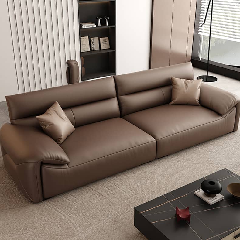 Luxurious Dark Brown Faux Leather Sofa with Sturdy Pine Wood Frame and Soft Cotton Finish hzh-1355