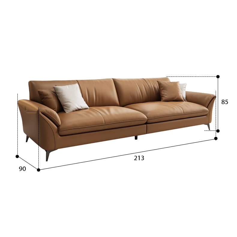 Stylish Pine Wood Sofa with Orange Cotton Blend and Luxurious Faux Leather Accents hzh-1356