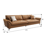 Stylish Pine Wood Sofa with Orange Cotton Blend and Luxurious Faux Leather Accents hzh-1356