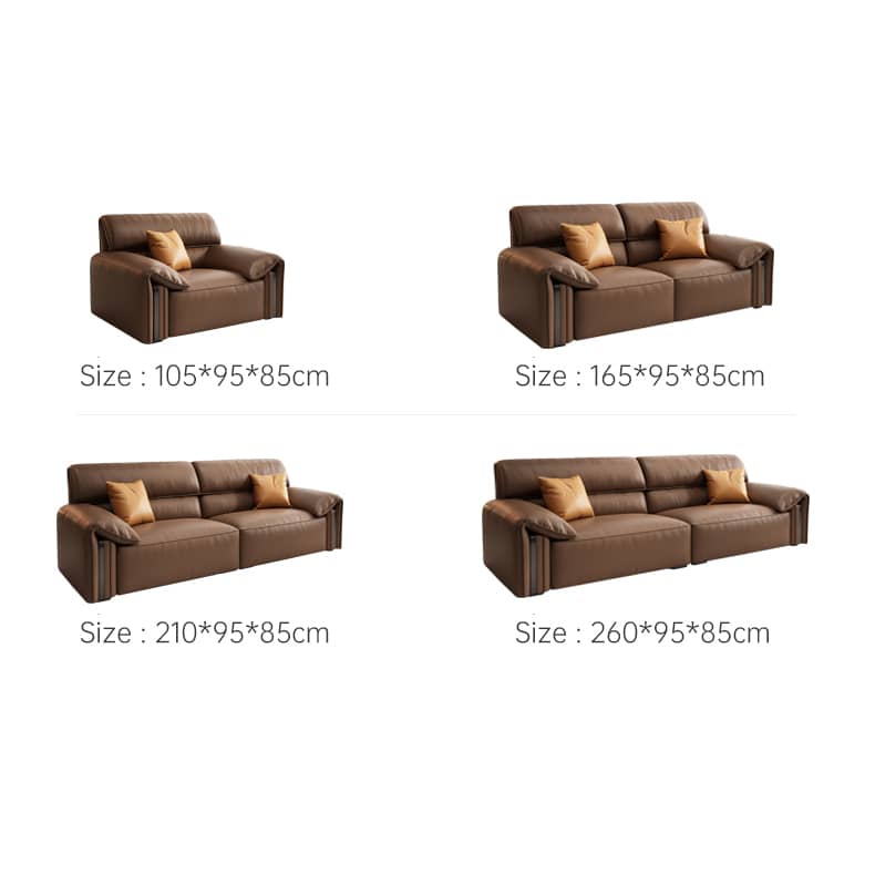 Premium Brown Sofa with Pine Wood Frame & Plush Cotton Down Faux Leather Finish hzh-1357