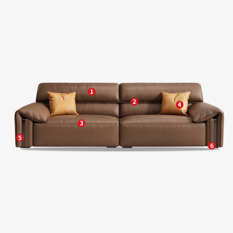 Premium Brown Sofa with Pine Wood Frame & Plush Cotton Down Faux Leather Finish hzh-1357