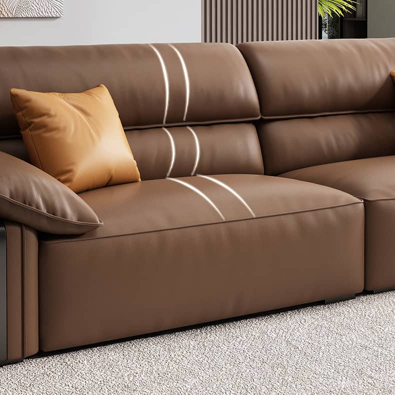 Premium Brown Sofa with Pine Wood Frame & Plush Cotton Down Faux Leather Finish hzh-1357