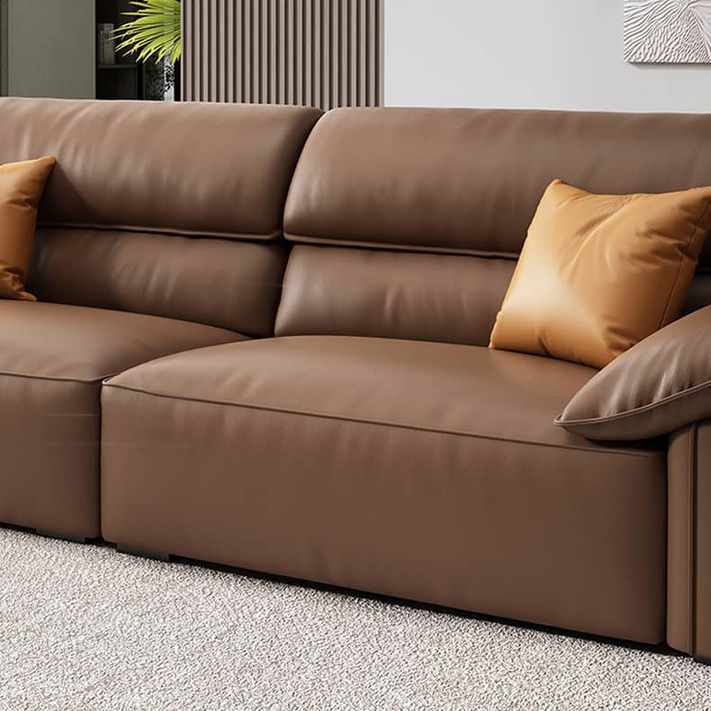 Premium Brown Sofa with Pine Wood Frame & Plush Cotton Down Faux Leather Finish hzh-1357