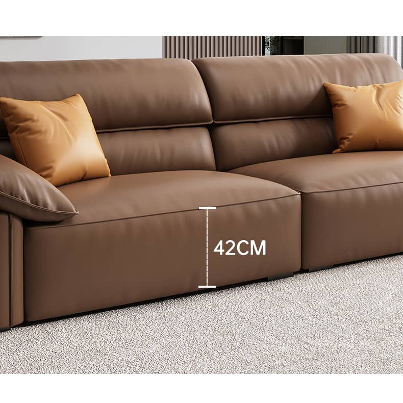 Premium Brown Sofa with Pine Wood Frame & Plush Cotton Down Faux Leather Finish hzh-1357