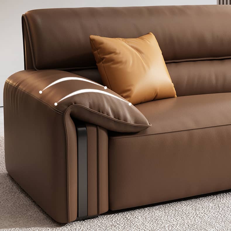 Premium Brown Sofa with Pine Wood Frame & Plush Cotton Down Faux Leather Finish hzh-1357