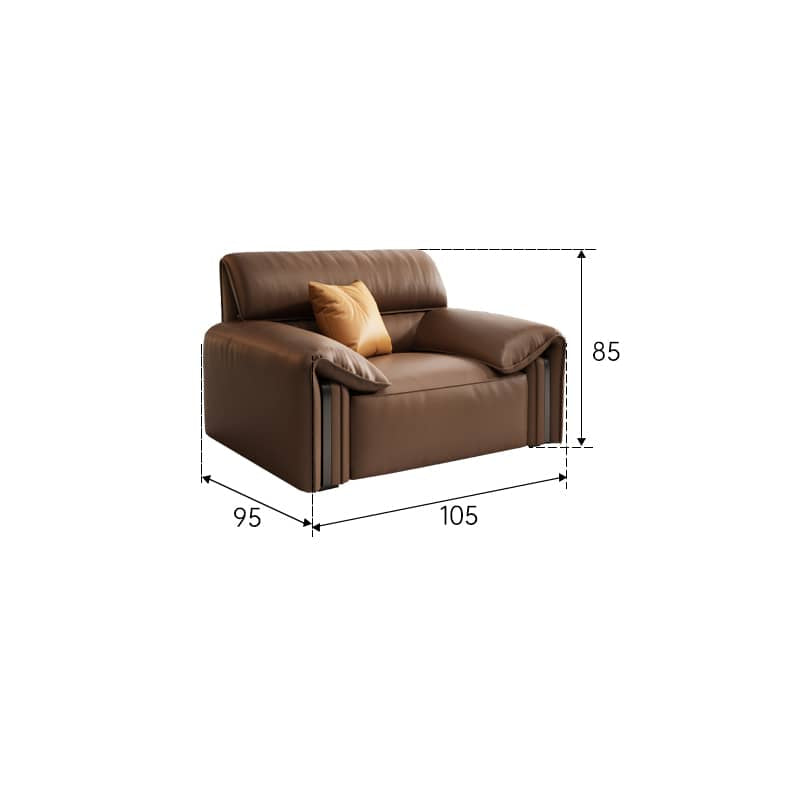 Premium Brown Sofa with Pine Wood Frame & Plush Cotton Down Faux Leather Finish hzh-1357