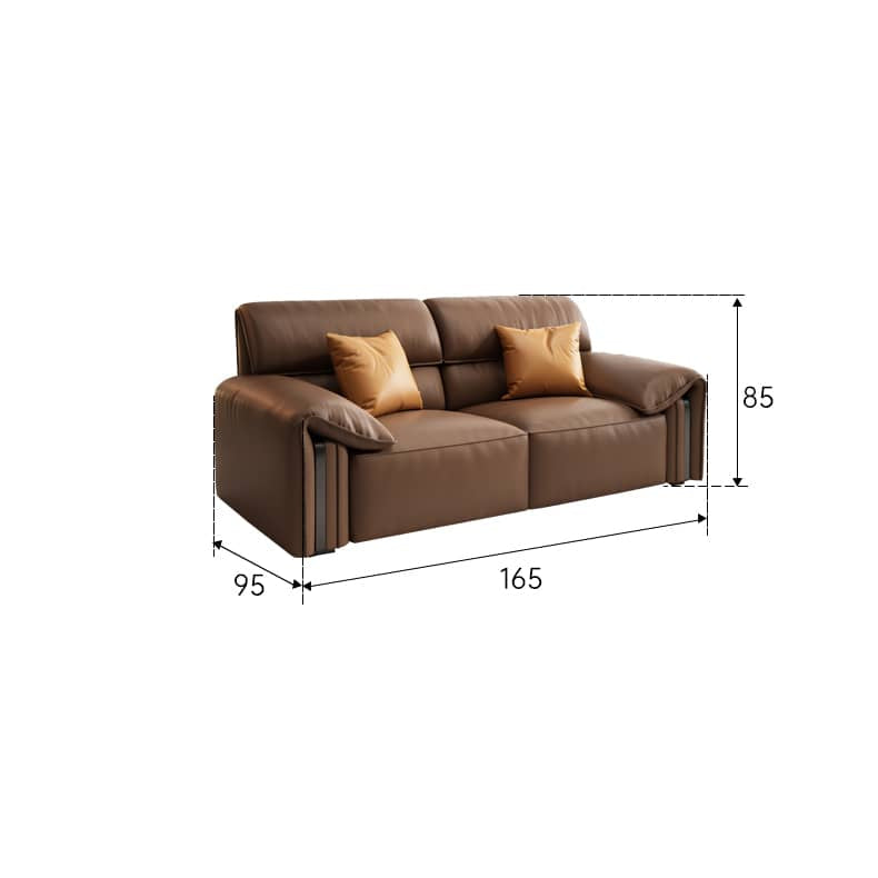 Premium Brown Sofa with Pine Wood Frame & Plush Cotton Down Faux Leather Finish hzh-1357