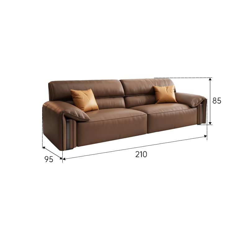 Premium Brown Sofa with Pine Wood Frame & Plush Cotton Down Faux Leather Finish hzh-1357