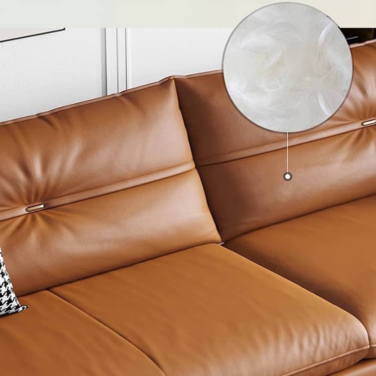 Stylish Sofa with Orange Cotton Upholstery and Pine Wood Frame Featuring Durable Faux Leather Accents hzh-1358