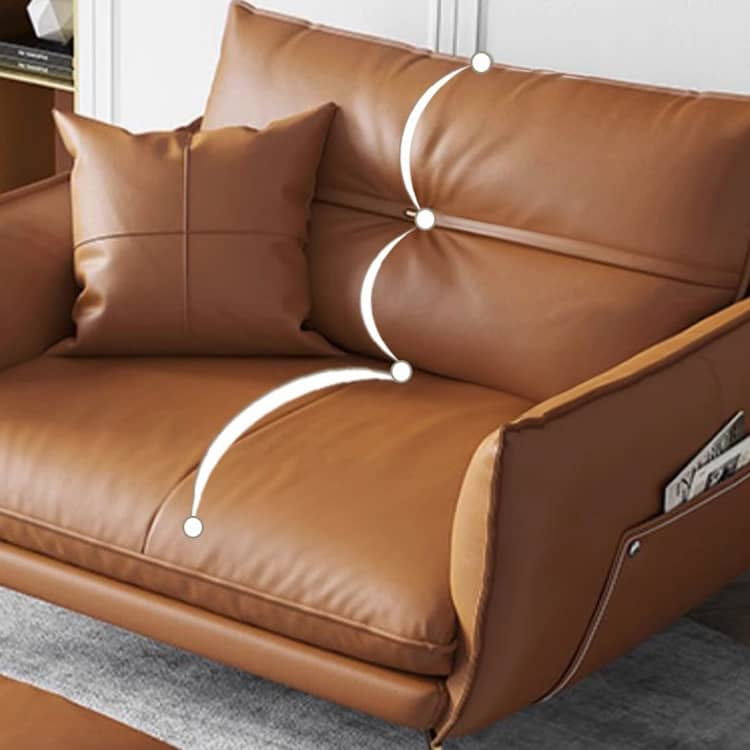 Stylish Sofa with Orange Cotton Upholstery and Pine Wood Frame Featuring Durable Faux Leather Accents hzh-1358