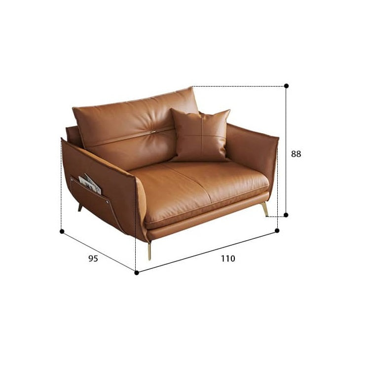 Stylish Sofa with Orange Cotton Upholstery and Pine Wood Frame Featuring Durable Faux Leather Accents hzh-1358