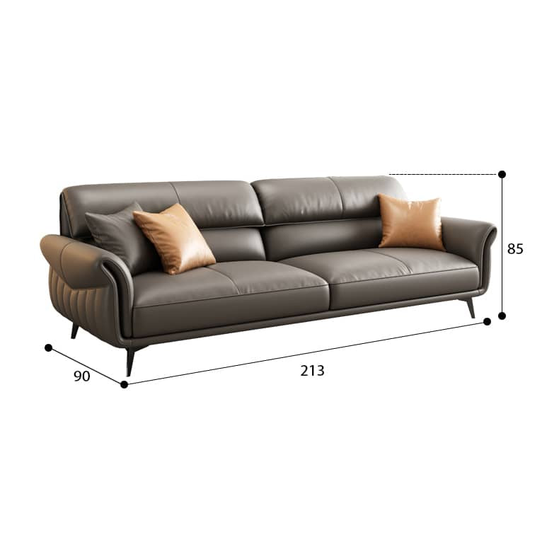 Stylish Gray Sofa with Durable Pine Wood Frame and Luxurious Faux Leather Accents hzh-1359