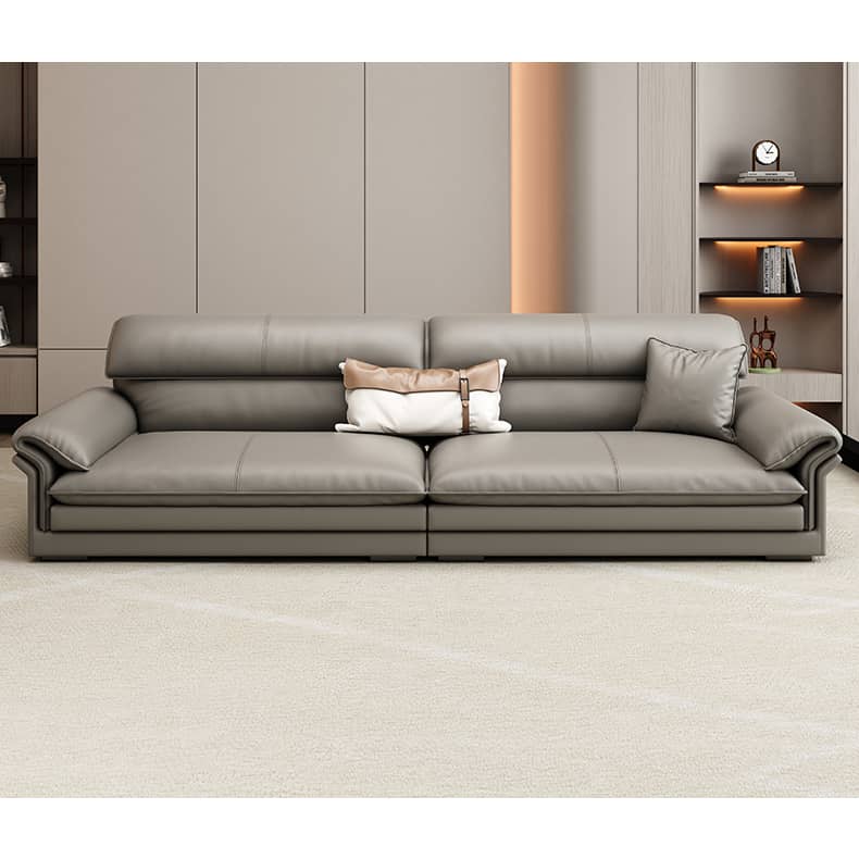 Stylish Gray Sofa with Pine Wood Frame and Faux Leather Accents - Comfortable Cotton Upholstery hzh-1360