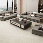 Stylish Gray Sofa with Pine Wood Frame and Faux Leather Accents - Comfortable Cotton Upholstery hzh-1360