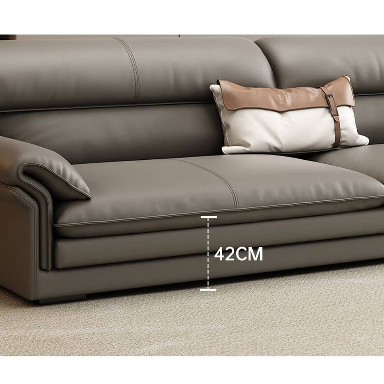 Stylish Gray Sofa with Pine Wood Frame and Faux Leather Accents - Comfortable Cotton Upholstery hzh-1360