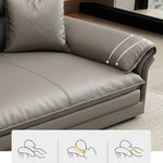 Stylish Gray Sofa with Pine Wood Frame and Faux Leather Accents - Comfortable Cotton Upholstery hzh-1360