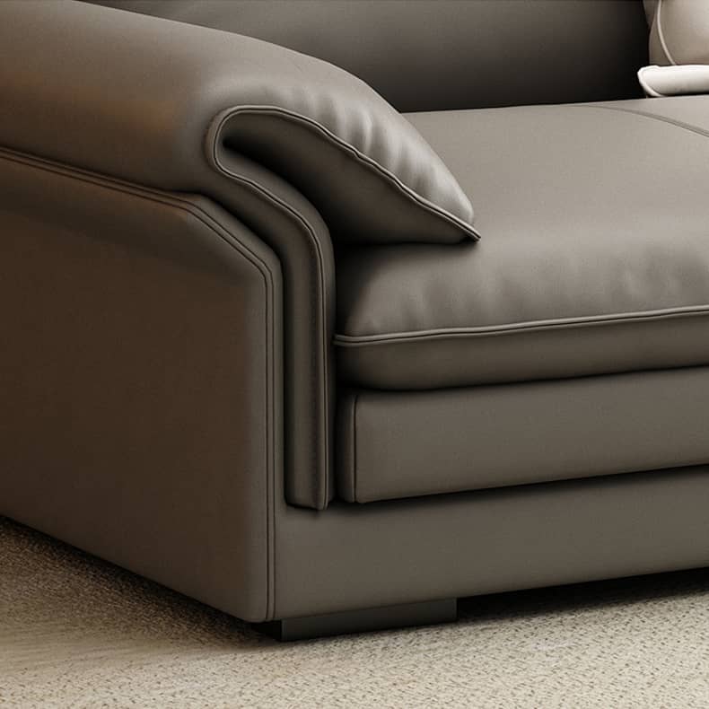 Stylish Gray Sofa with Pine Wood Frame and Faux Leather Accents - Comfortable Cotton Upholstery hzh-1360