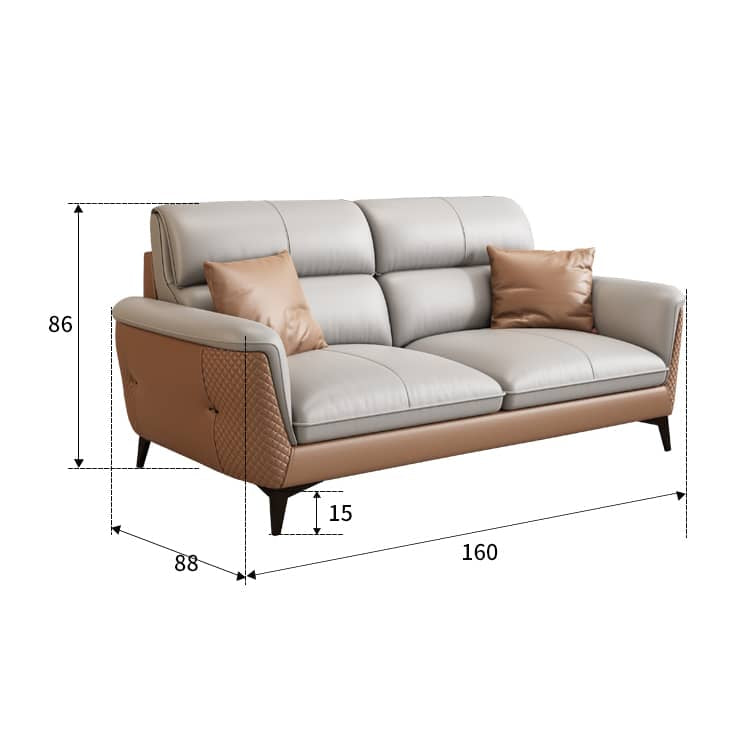 Stylish Sofa in Gray Khaki with Pine Wood Legs and Cotton Faux Leather Upholstery hzh-1363