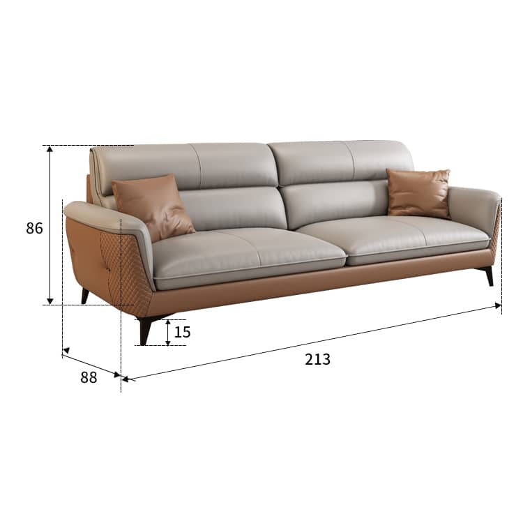 Stylish Sofa in Gray Khaki with Pine Wood Legs and Cotton Faux Leather Upholstery hzh-1363