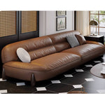 Luxurious Light Brown Sofa with Pine and Oak Wood Frame, Goose Down and Latex Cushioning, and Cotton Faux Leather Finish hzh-1364