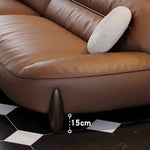 Luxurious Light Brown Sofa with Pine and Oak Wood Frame, Goose Down and Latex Cushioning, and Cotton Faux Leather Finish hzh-1364