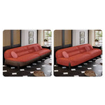 Luxurious Light Brown Sofa with Pine and Oak Wood Frame, Goose Down and Latex Cushioning, and Cotton Faux Leather Finish hzh-1364