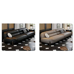 Luxurious Light Brown Sofa with Pine and Oak Wood Frame, Goose Down and Latex Cushioning, and Cotton Faux Leather Finish hzh-1364