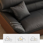 Elegant Dark Brown Sofa with Black Pine Wood Frame & Faux Leather Upholstery hzh-1366