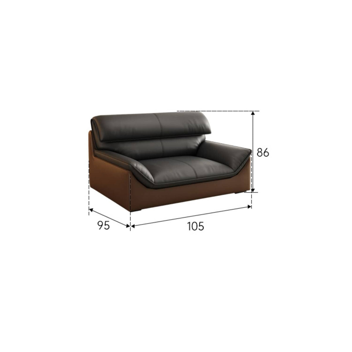 Elegant Dark Brown Sofa with Black Pine Wood Frame & Faux Leather Upholstery hzh-1366