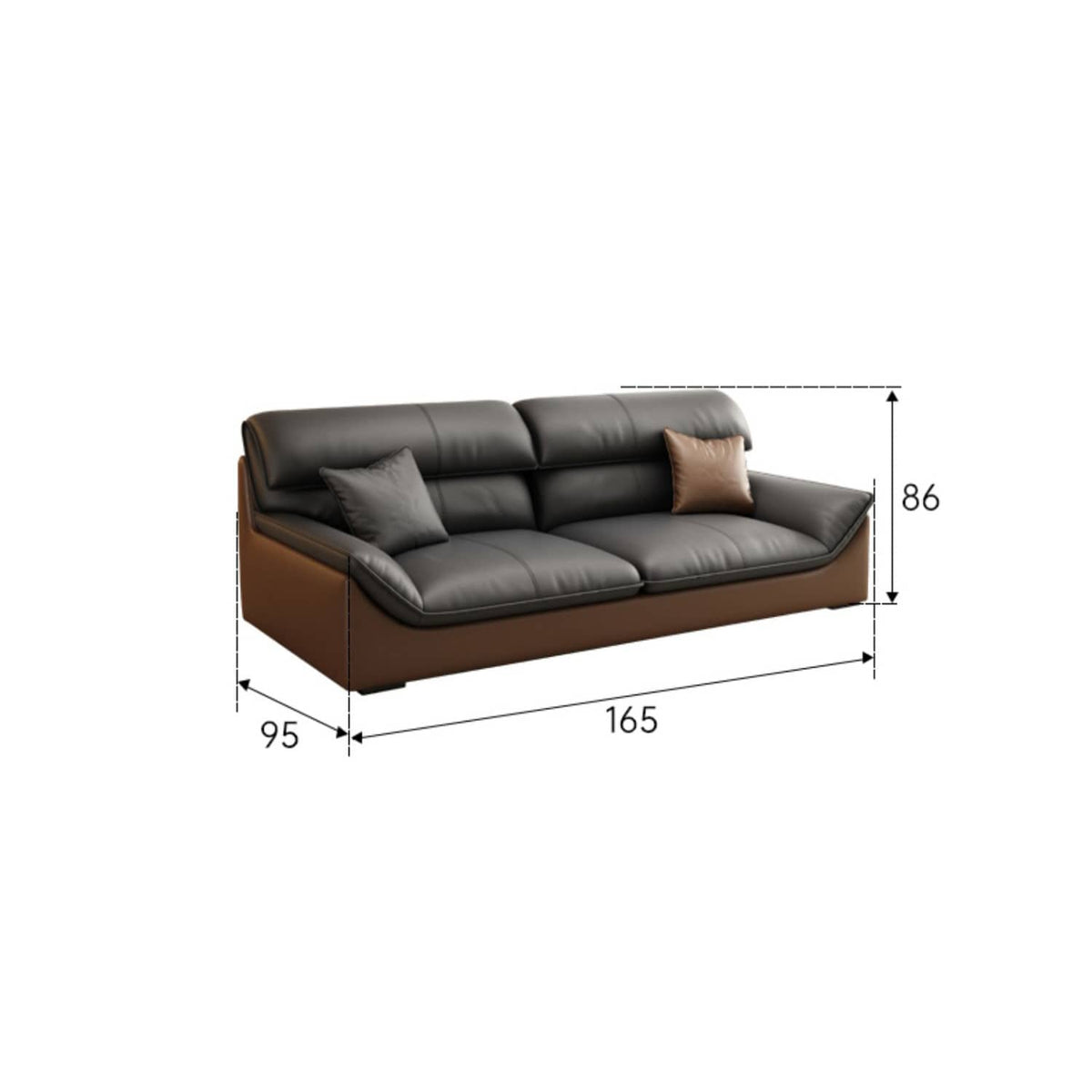 Elegant Dark Brown Sofa with Black Pine Wood Frame & Faux Leather Upholstery hzh-1366