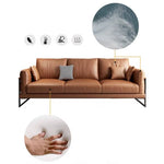 Brown Faux Leather Sofa with Pine Wood Frame and Cotton Accents hzh-1369