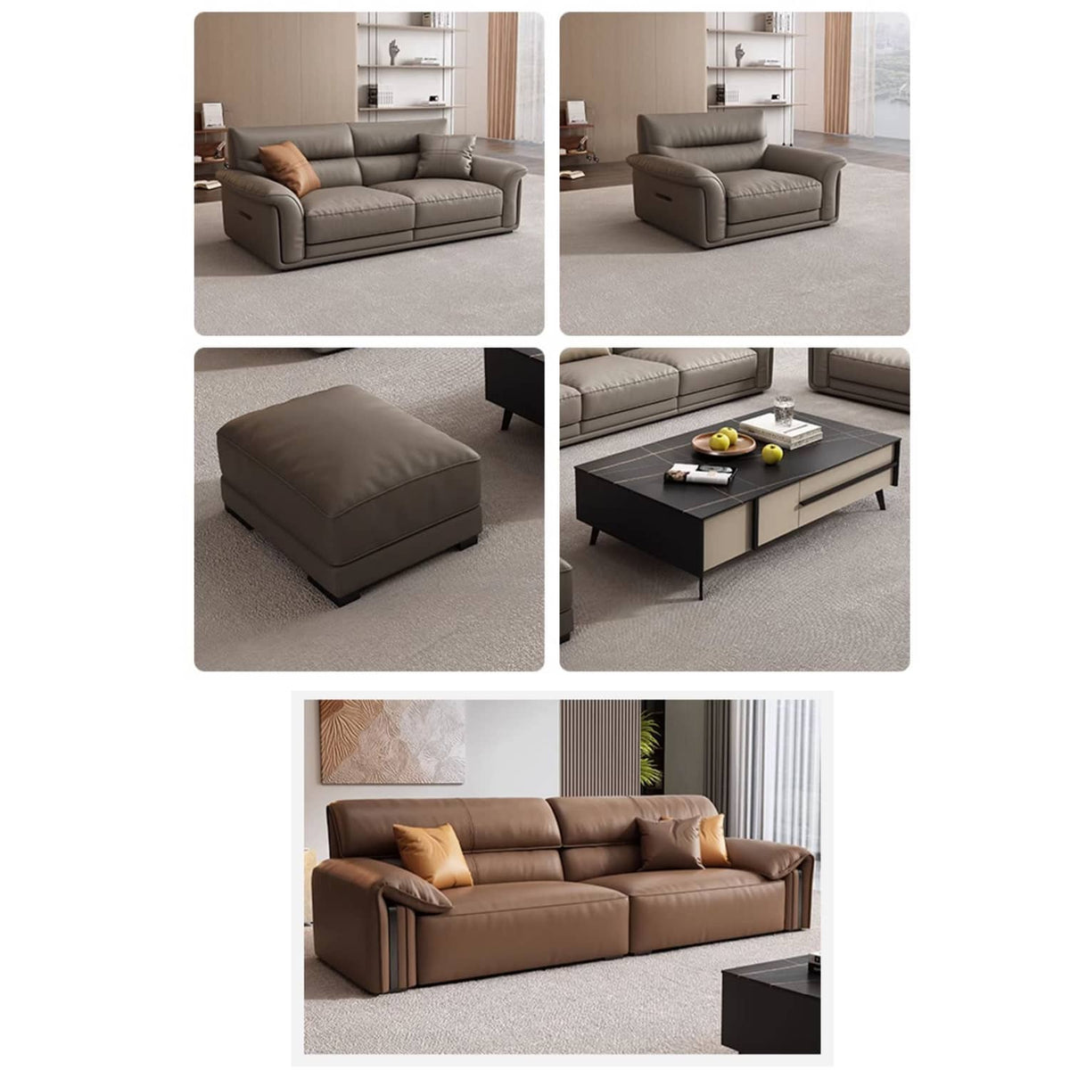 Contemporary Multi-Color Sofa with Leather and Pine Wood Accents hzh-1370