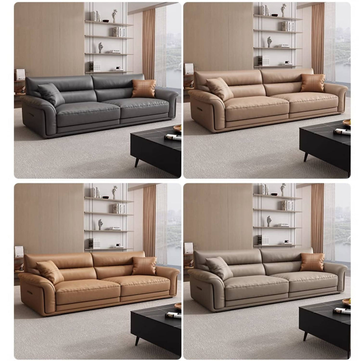 Contemporary Multi-Color Sofa with Leather and Pine Wood Accents hzh-1370