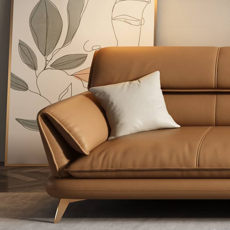 Stylish Orange Sofa with Pine Wood Frame and Faux Leather Accents – Comfort Meets Luxury hzh-1373