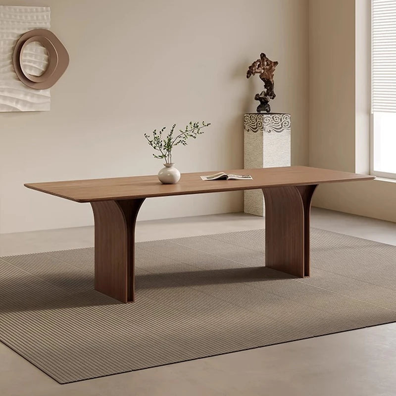 Elegant Ash Wood Dining Table with Unique Curved Design – Modern Home Furniture hzmzw-3149