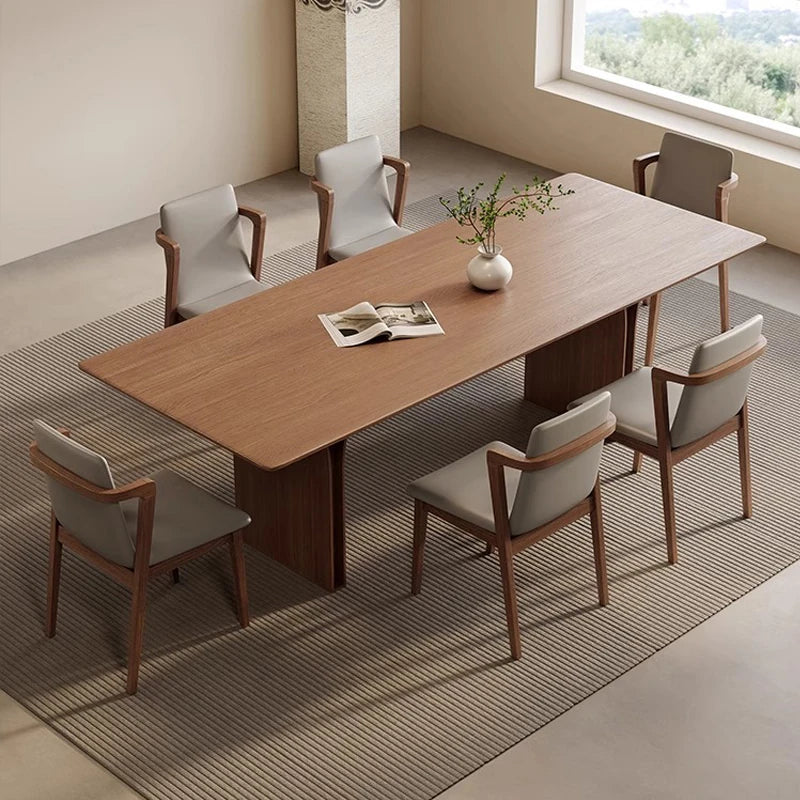 Elegant Ash Wood Dining Table with Unique Curved Design – Modern Home Furniture hzmzw-3149