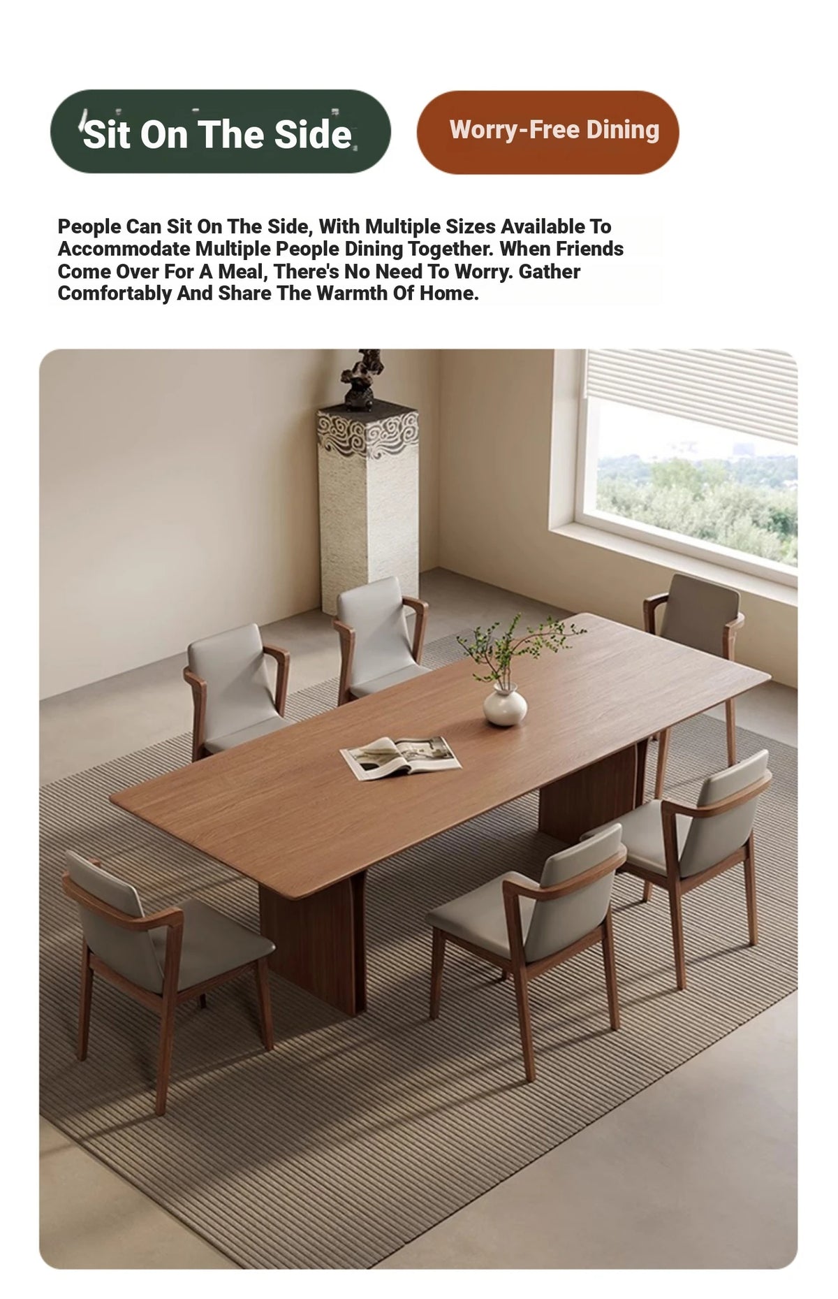 Elegant Ash Wood Dining Table with Unique Curved Design – Modern Home Furniture hzmzw-3149