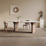Elegant Ash Wood and Sintered Stone Dining Table – Modern Design for Contemporary Spaces hzmzw-3150