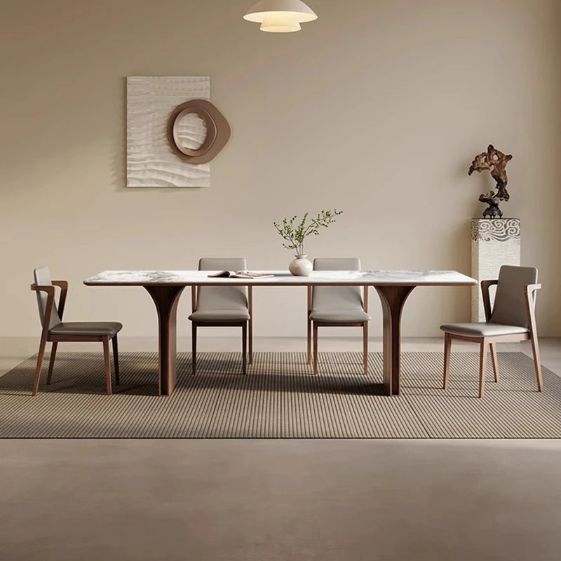 Elegant Ash Wood and Sintered Stone Dining Table – Modern Design for Contemporary Spaces hzmzw-3150