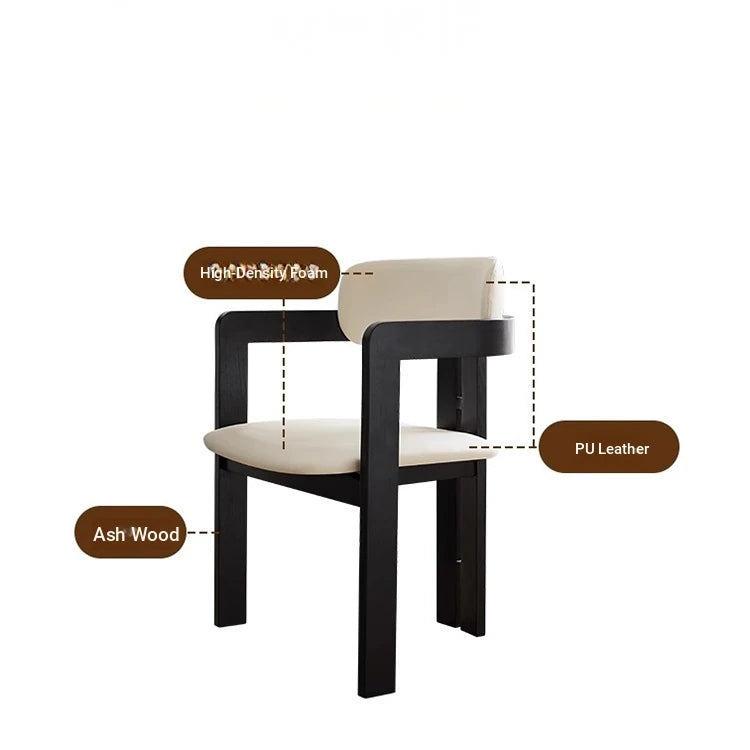 Stylish Ash Wood and Faux Leather Armchair for Modern Living Spaces hzmzw-3153