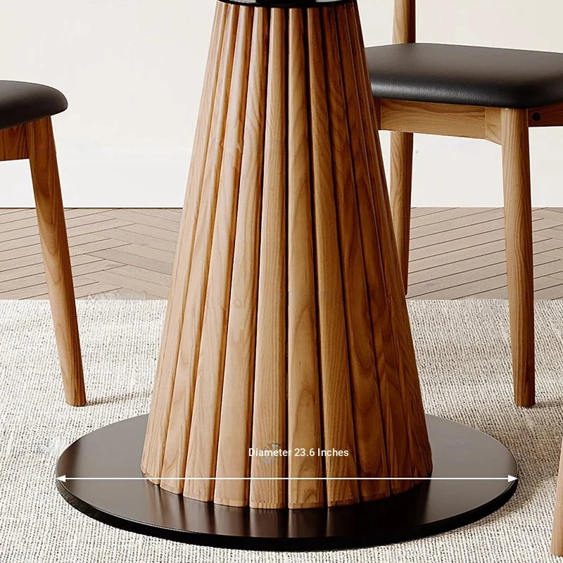 Stylish Round Solid Wood Dining Table with Unique Pedestal Base - Perfect for Modern Spaces hzmzw-3154
