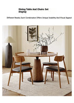 Stylish Round Solid Wood Dining Table with Unique Pedestal Base - Perfect for Modern Spaces hzmzw-3154
