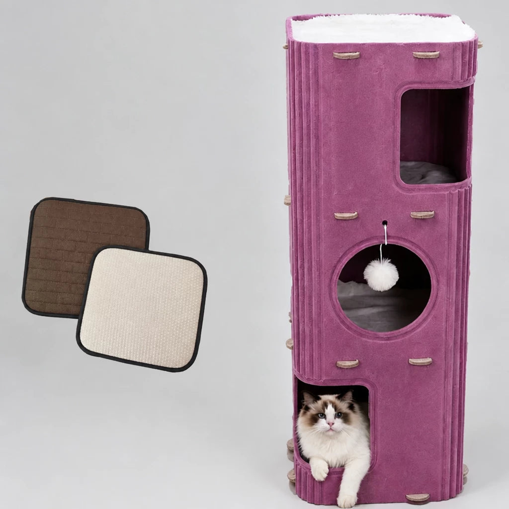 4-Tier Cat Tree with Enclosed House and Scratching Board