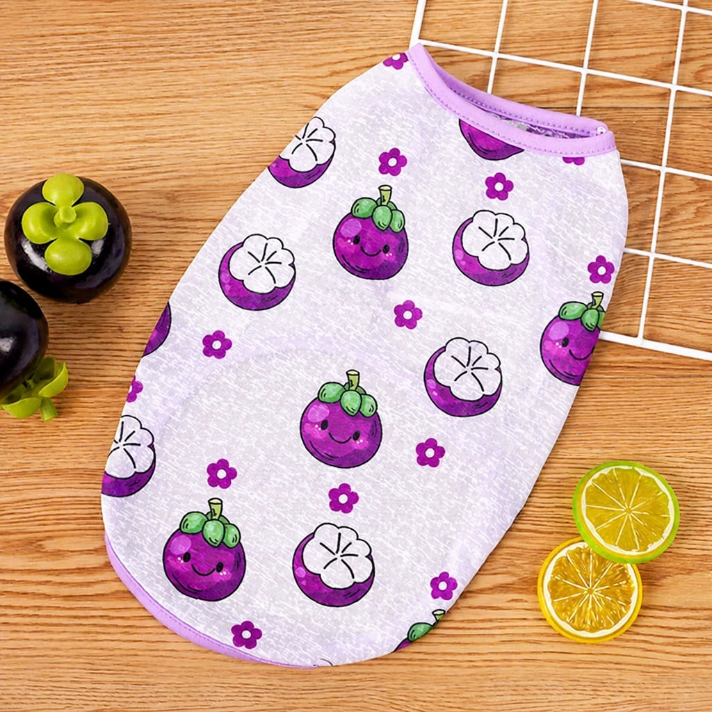 Pet Vest for Dogs and Cats – Cartoon Fruit Print Polyester Apparel