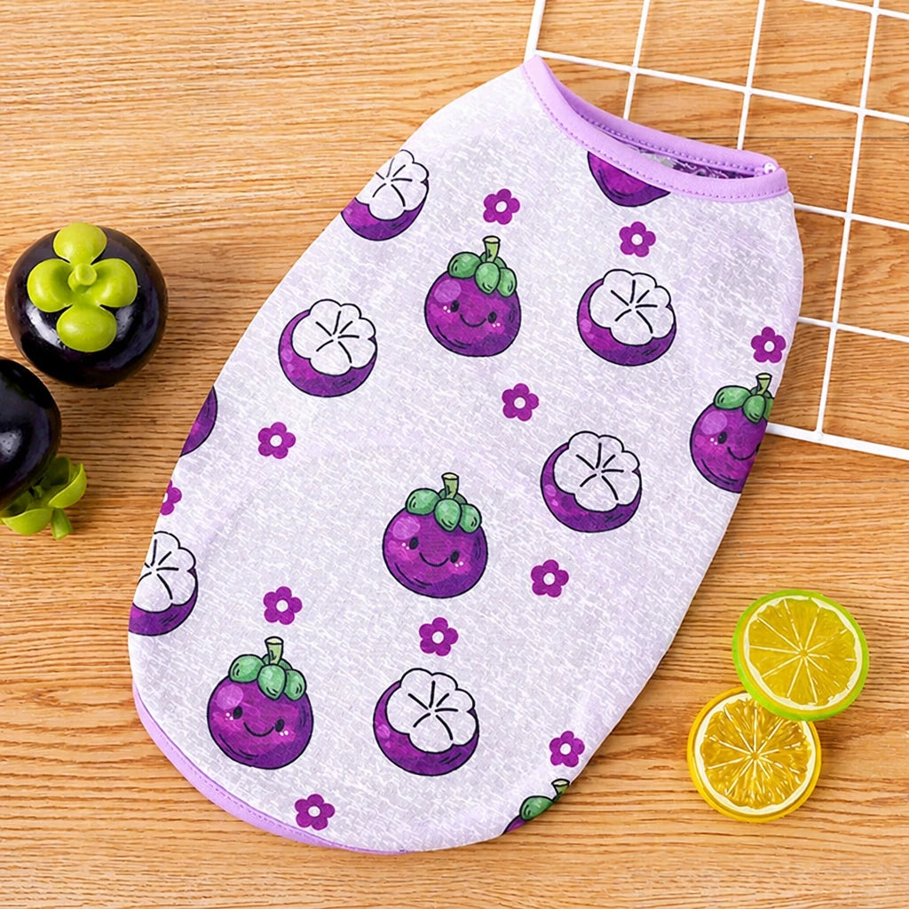 Pet Vest for Dogs and Cats – Cartoon Fruit Print Polyester Apparel