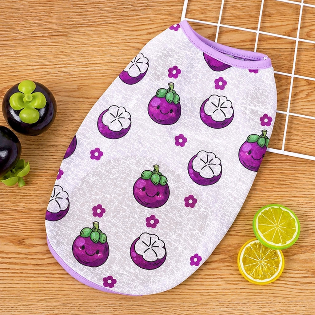 Pet Vest for Dogs and Cats – Cartoon Fruit Print Polyester Apparel