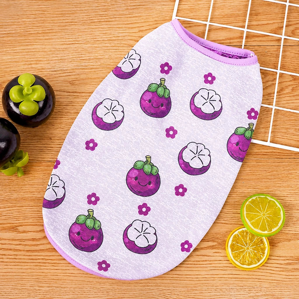 Pet Vest for Dogs and Cats – Cartoon Fruit Print Polyester Apparel